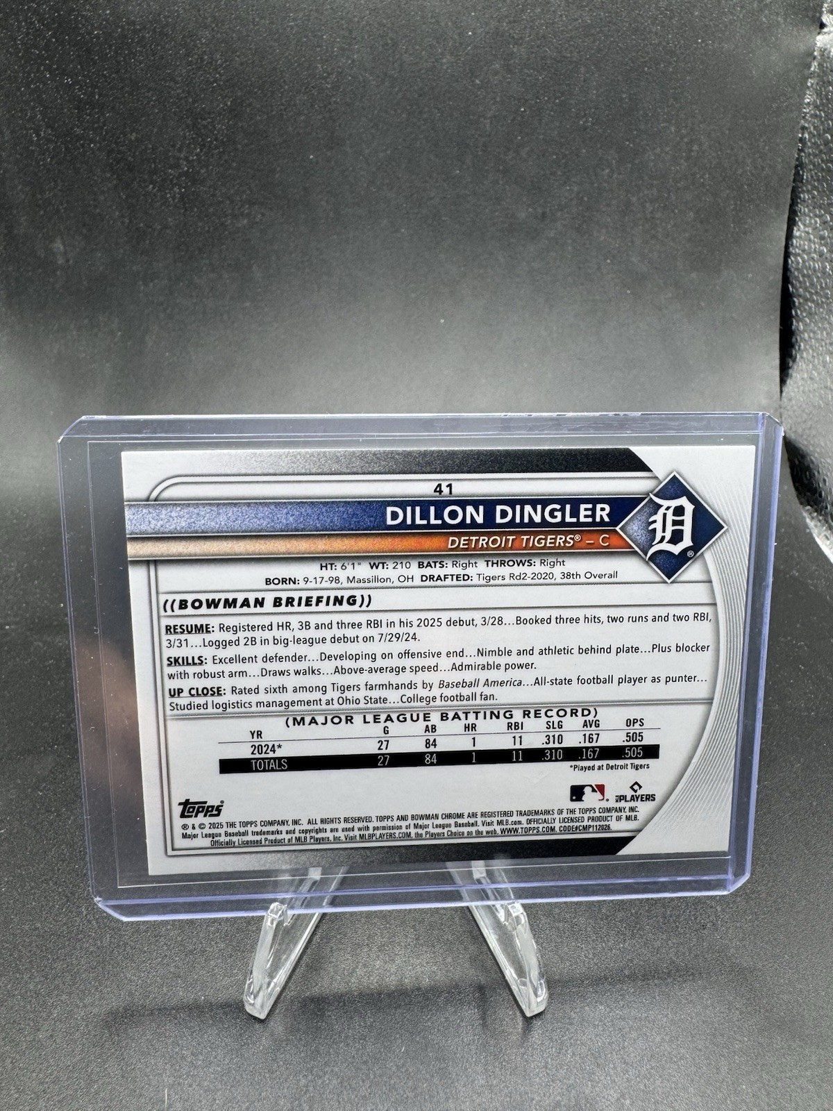 2025 Bowman Chrome #41 Aqua Geometric Refractor 001/125 RC Dillon Dingler