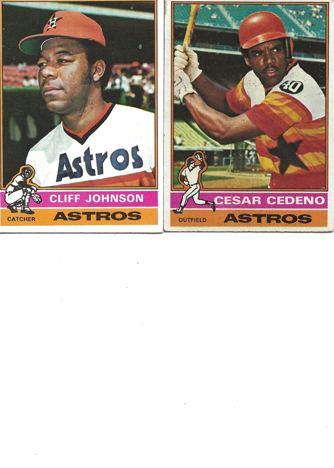1976 TOPPS ASTROS CLIFF JOHNSON AND CESAR CEDENO