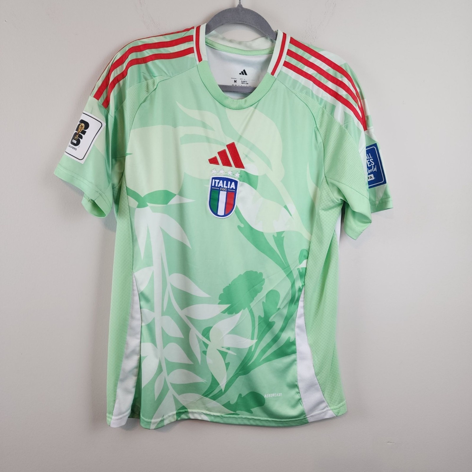 Adidas Italy Soccer Jersey sz M Men Away FIFA World Cup Qualifiers Green