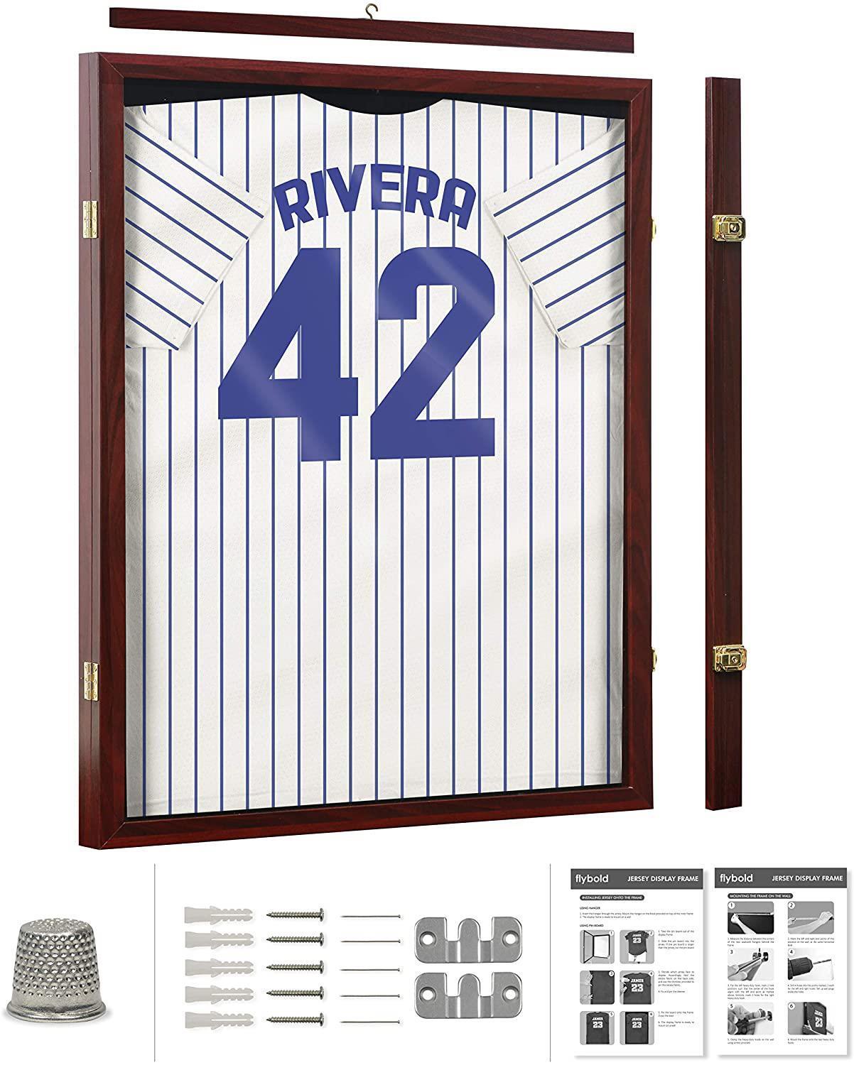Jersey Display Frame Case Large Shadow Box Wall Mount with UV Protection Acrylic