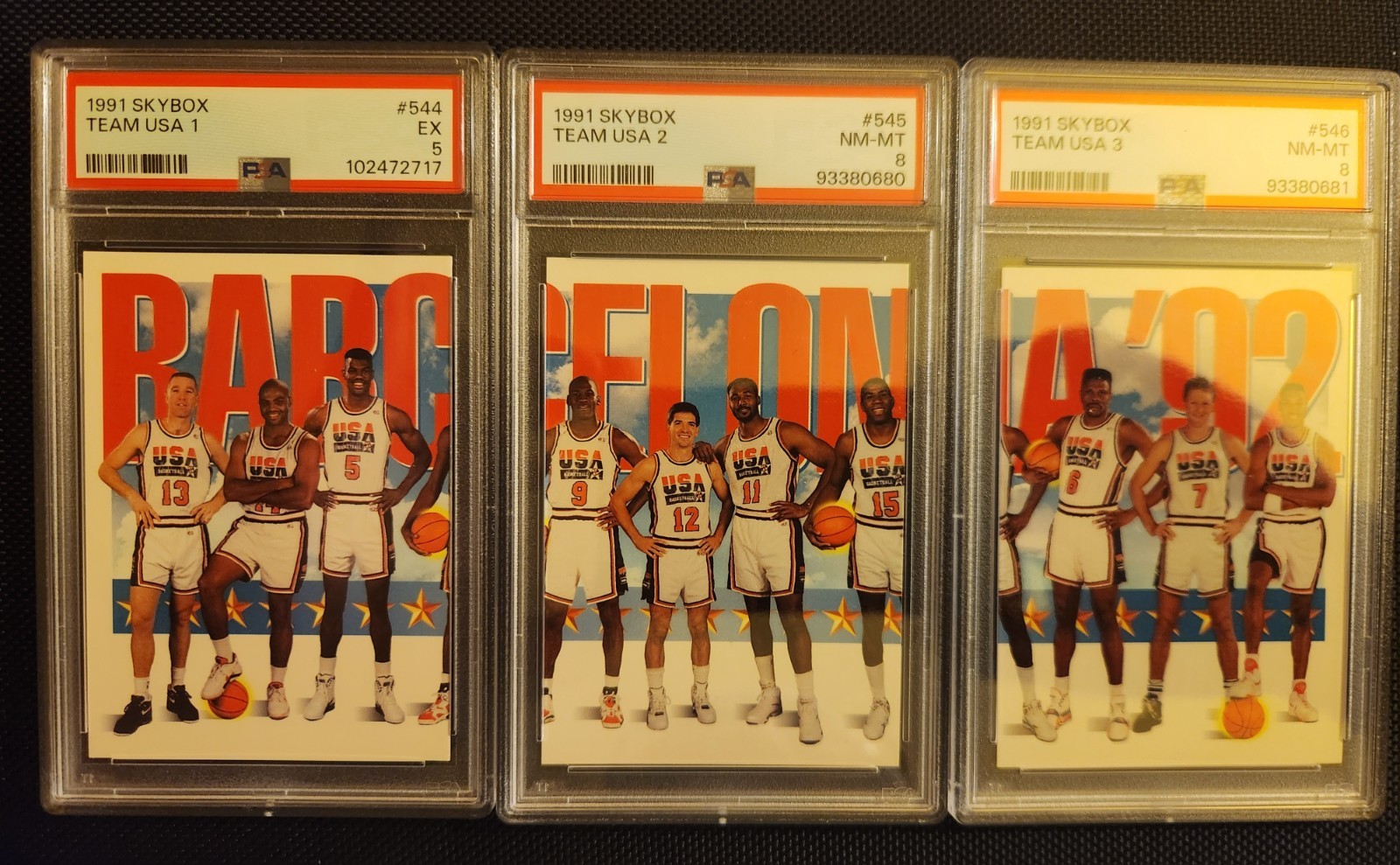1991 Skybox Team USA 1, 2, 3 Set #544, 544, 546 Dream Team Jordan Bird Magic