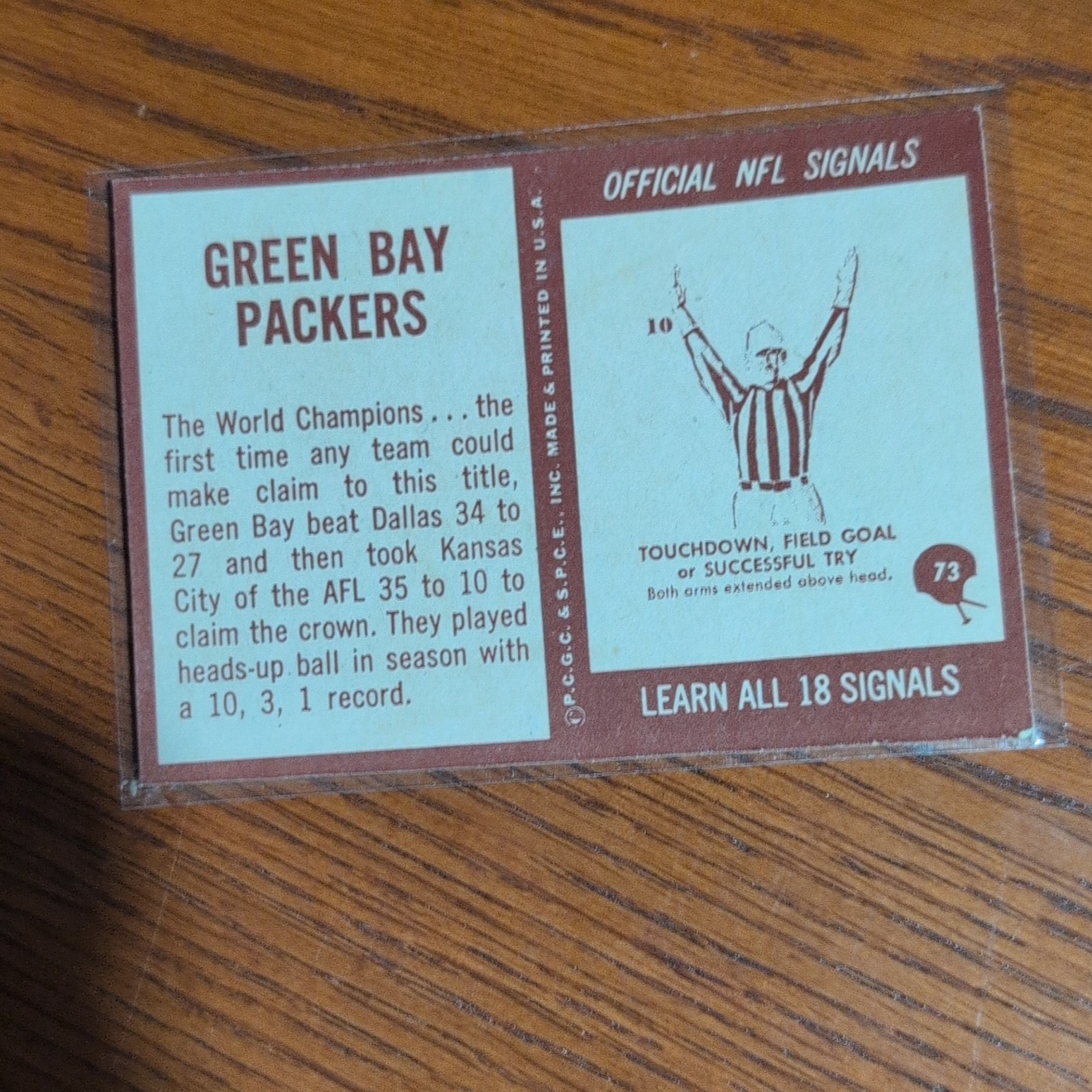 Philadelphia Gum 1967 Philadelphia Green Bay Packers Team #73 Base NFL Card