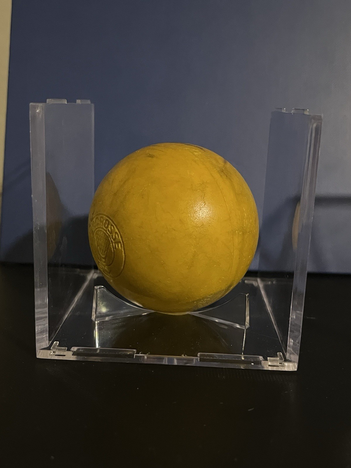 John Grant Jr Autographed Yellow Lacrosse Ball Signed Lax Legend W/ Display Case