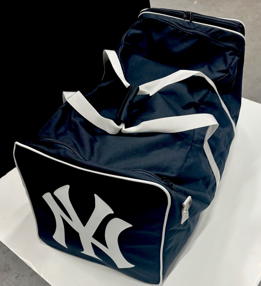 New York Yankees Team Issued Used Travel Equipment Bag – Navy White MLB