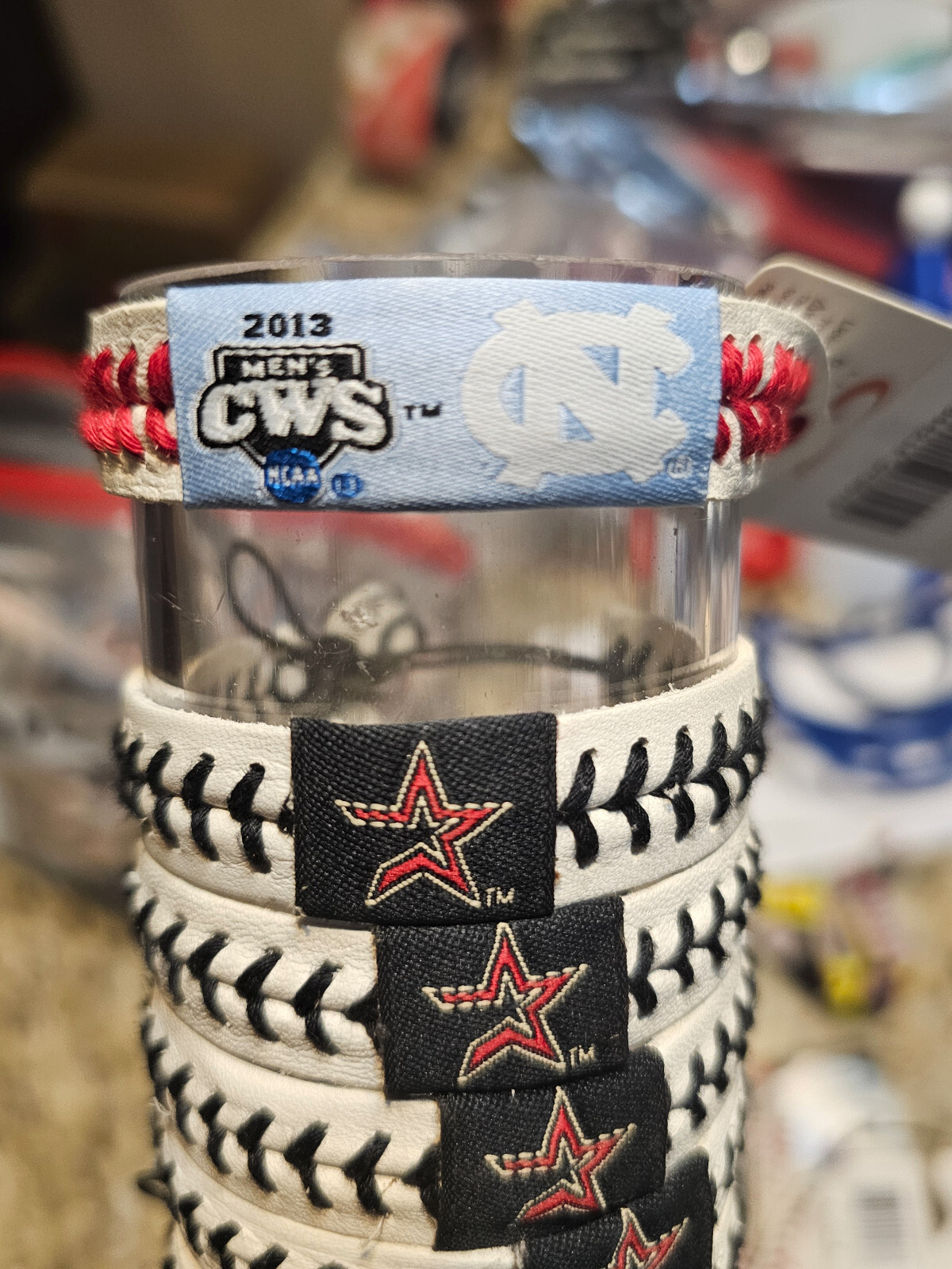 NORTH CAROLINA TAR HEELS CWS COLLEGE WORLD SERIES BASEBALL BRACELET LEATHER