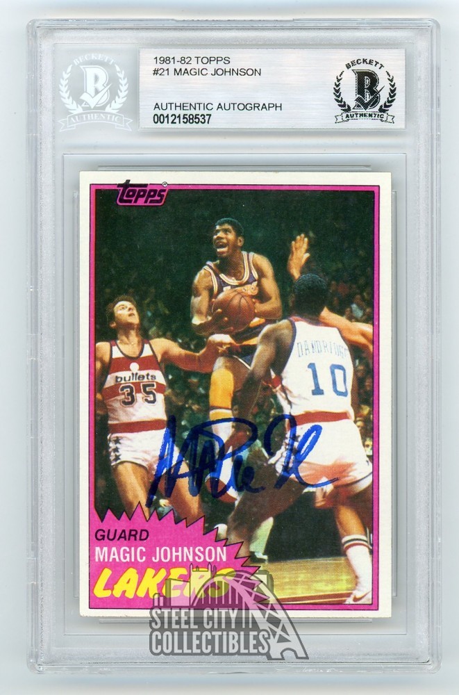 Magic Johnson 1981-82 Topps Autograph Card #21 BAS