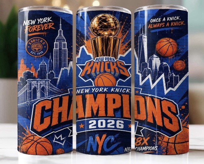 2026 Champions New York Knicks Stainless Steel NBA Basketball 20 Oz Tumbler