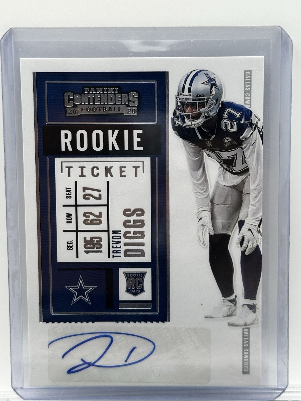 Panini 2020 Contenders Trevon Diggs Dallas Cowboys RC Auto Rookie Ticket #162