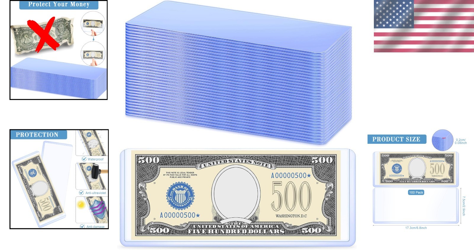 Waterproof Dollar Bill Protectors