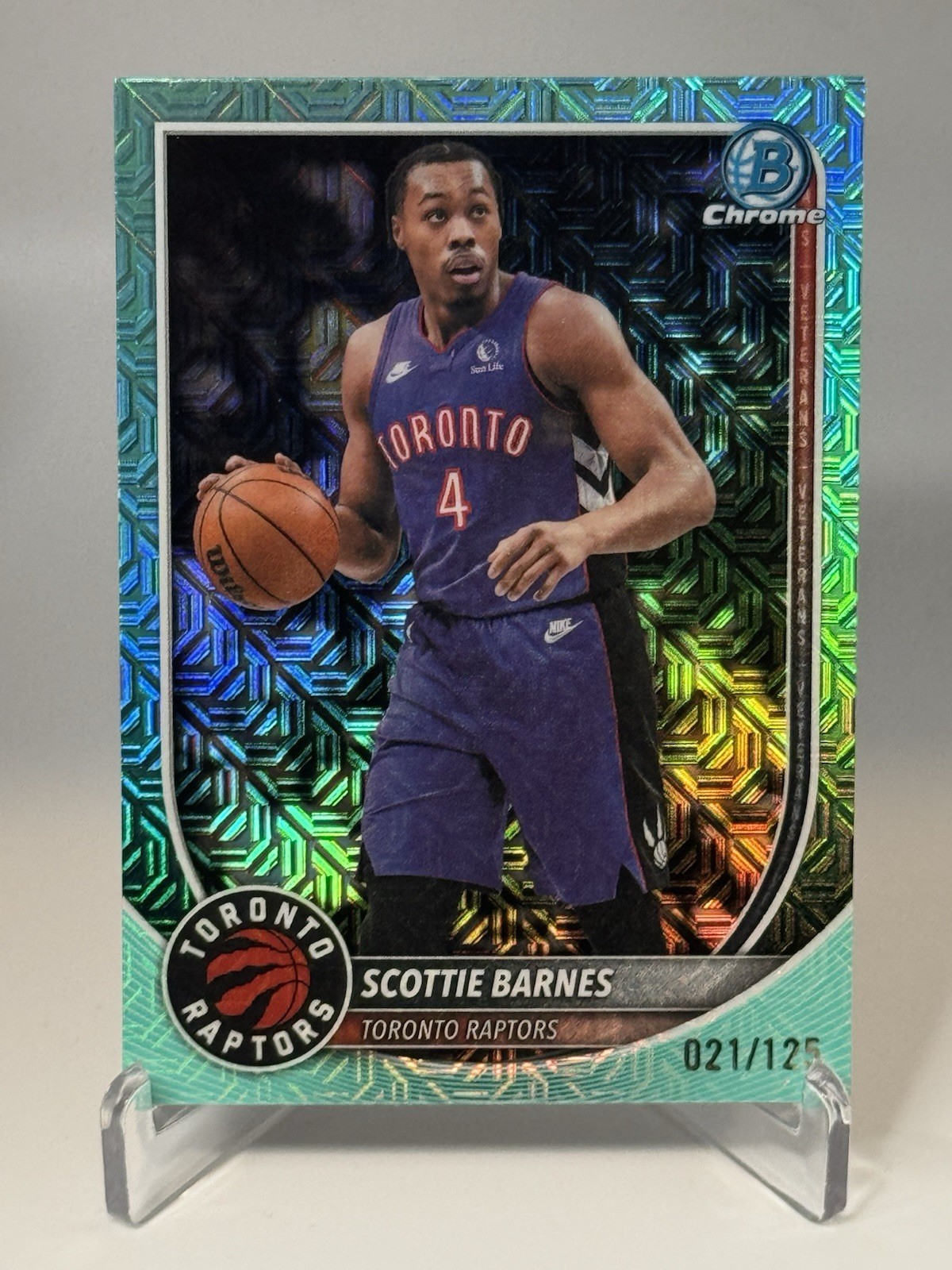 2025-26 Bowman Chrome #BCV-68 Scottie Barnes Aqua Mojo Refractor /125 Raptors
