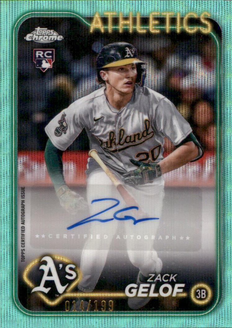 Zack Gelof 2024 Topps Chrome Update #AC-ZG Auto Aqua Wave Refractors SN,AU #/199
