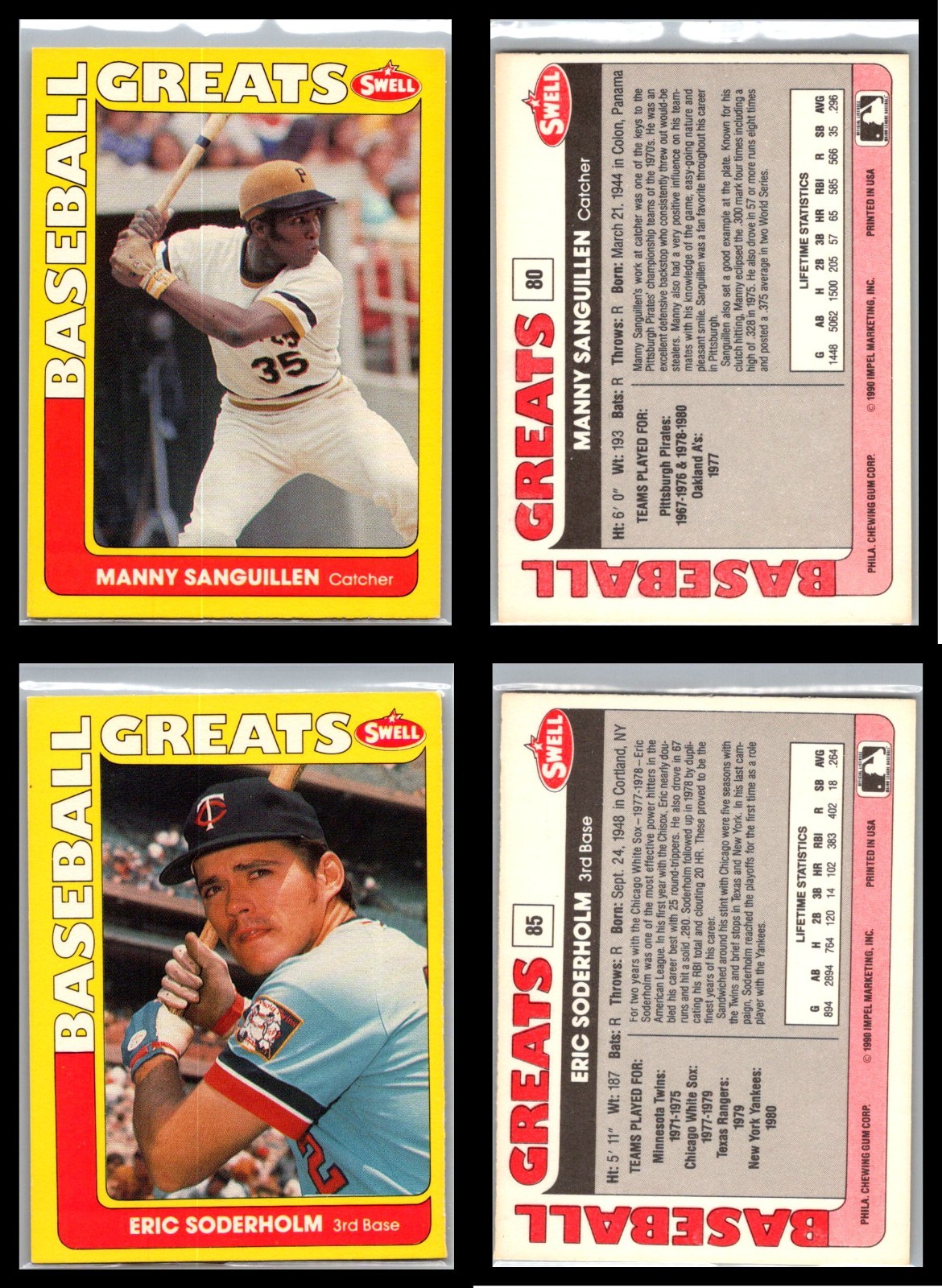 1991 SWELL Baseball Greats – Lot of 20 Cards