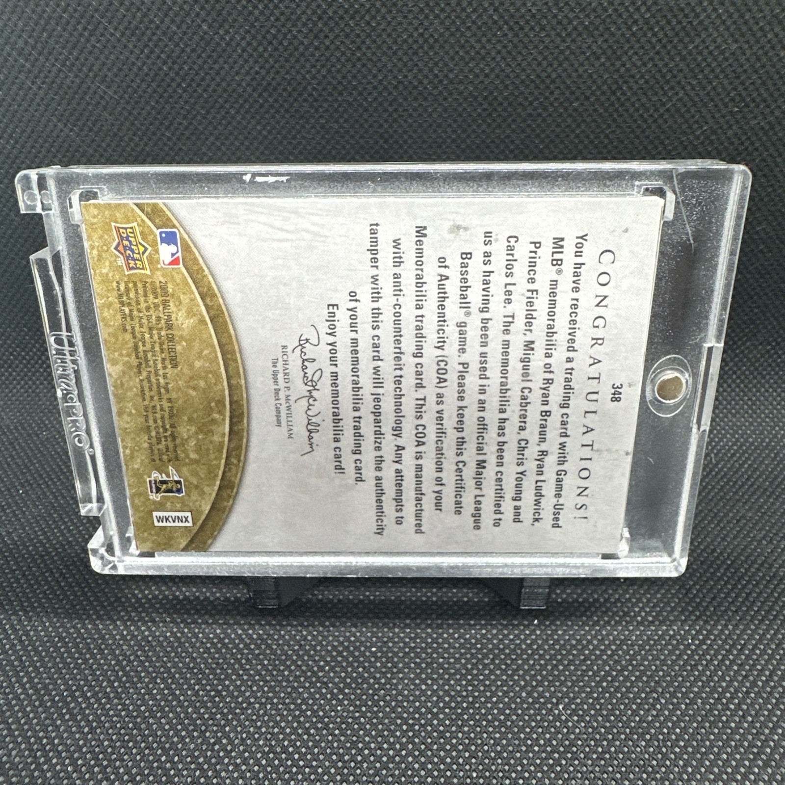 2009 UD Ballpark – Stat Kings Swatch Memorabilia Cabrera, Braun, Fielder /200