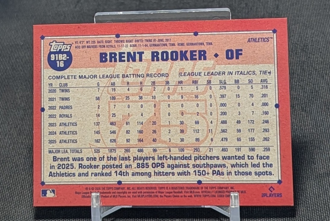 Brent Rooker 1991 All-Star Game Foil 2026 Topps Series 2 Card #91B2-16 Athletics