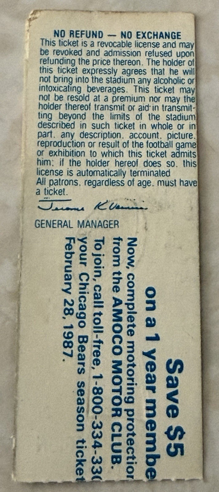 1986 BEARS vs Browns ticket stub 9/7/86 WALTER PAYTON Webster Slaughter Debut