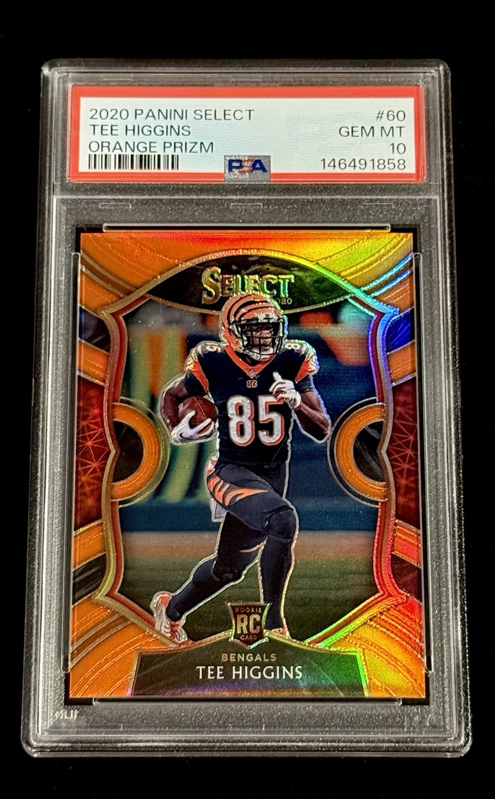 Tee Higgins 2020 Panini Select #60 Orange Prizm Rookie #’d/49 PSA 10 GEM MINT