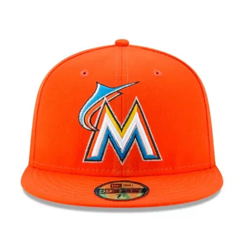 Authentic New Era MLB Miami Marlins 2017 On-Field 59FIFTY Fitted Hat ~ Orange