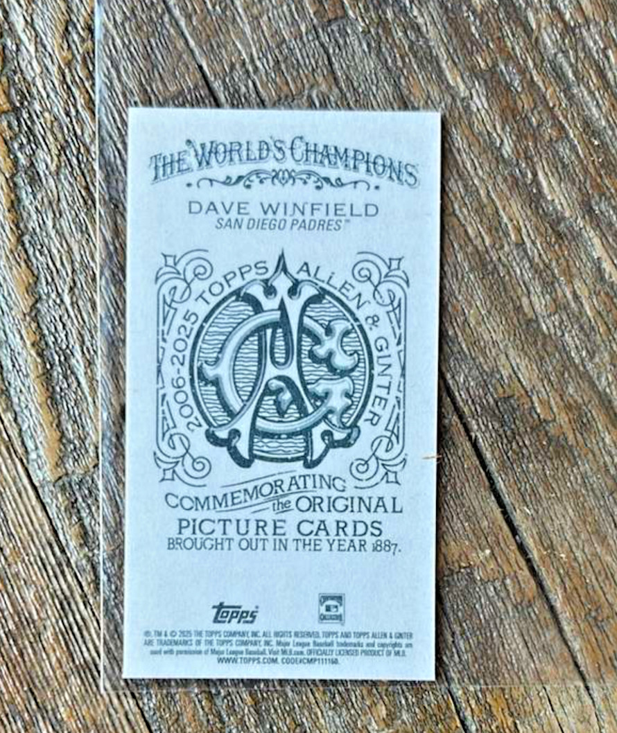 2025 Topps Allen & Ginter Dave Winfield Mini NNO RARE SSP Print Run /50