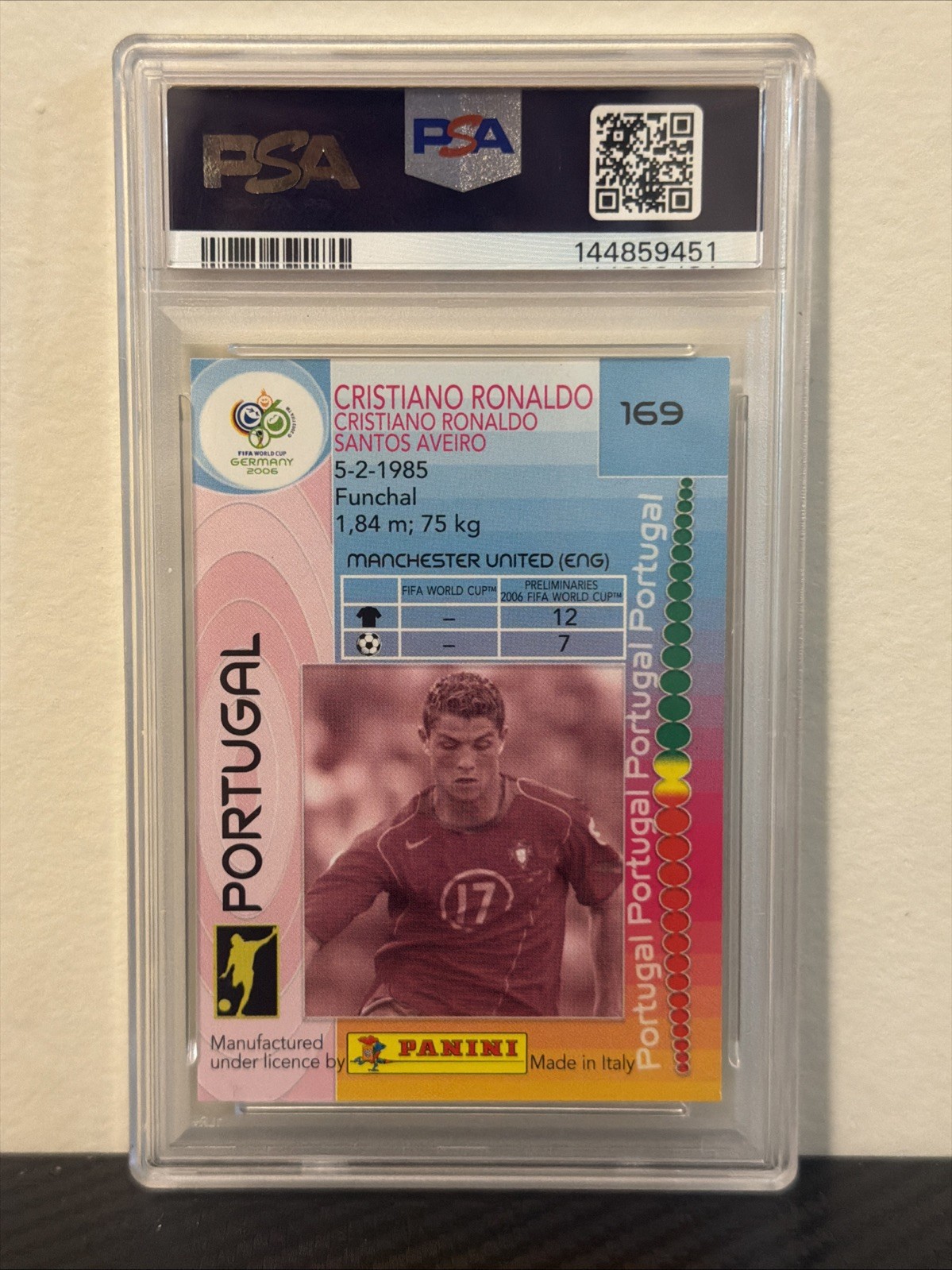2006 Panini World Cup Germany Cristiano Ronaldo #169 PSA 8 MINT ROOKIE🇵🇹