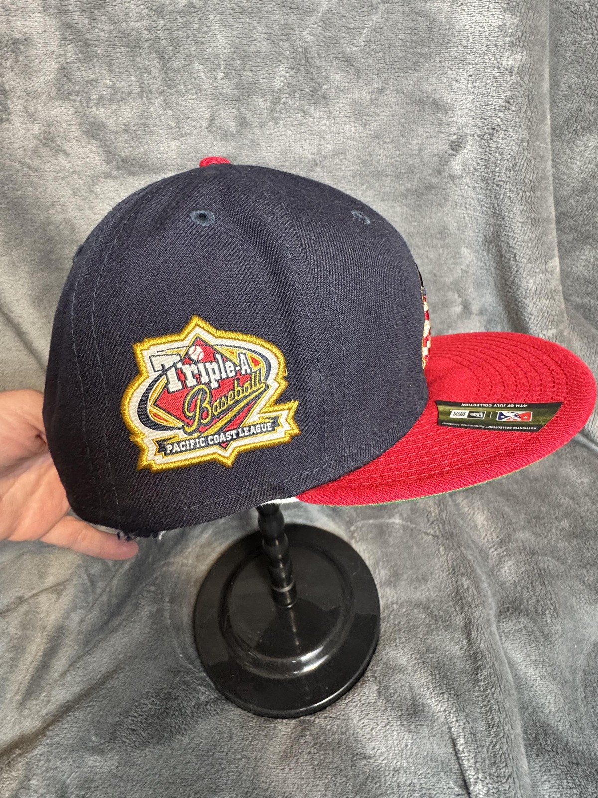 Reno Aces Pacific Coast Baseball Hat Cap Fitted 7 1/2 Blue 4th Of July New Era
