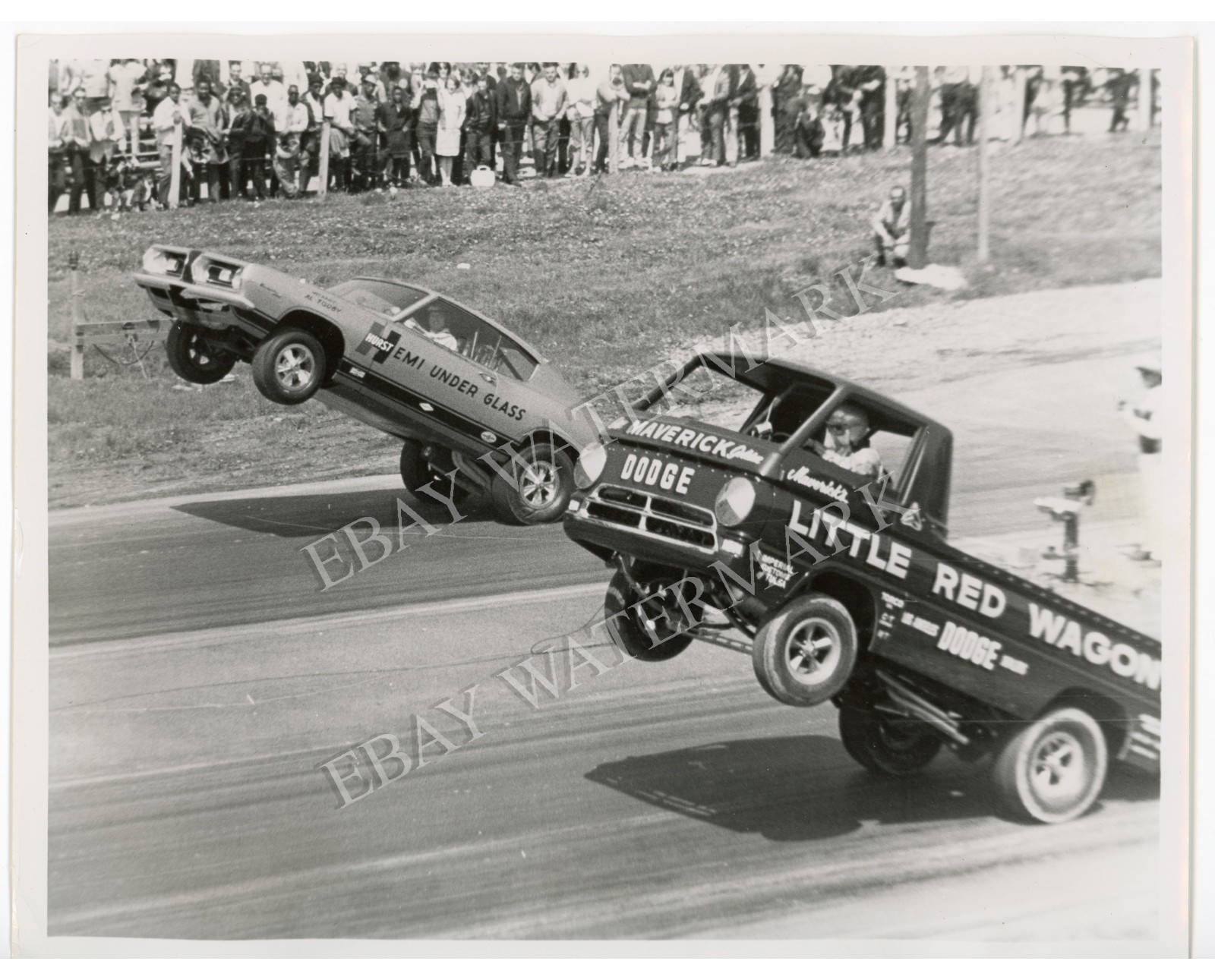 ORIG Type 1 Photo 8X10 LITTLE RED WAGON HEMI UNDER GLASS Drag Racing LR348