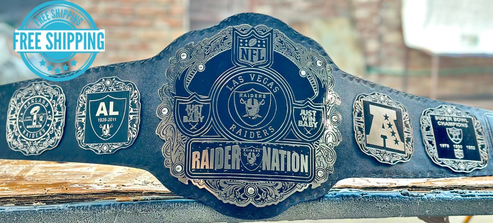 Las Vegas Raiders Super Bowl Football NFL Championship Belt 2mm Brass