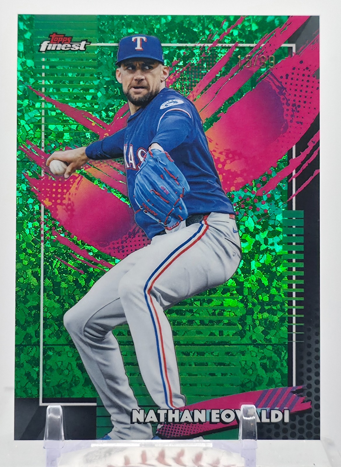 2026 Topps Finest Nathan Eovaldi #203 Rare Green Mini Diamond Refractor 15/99
