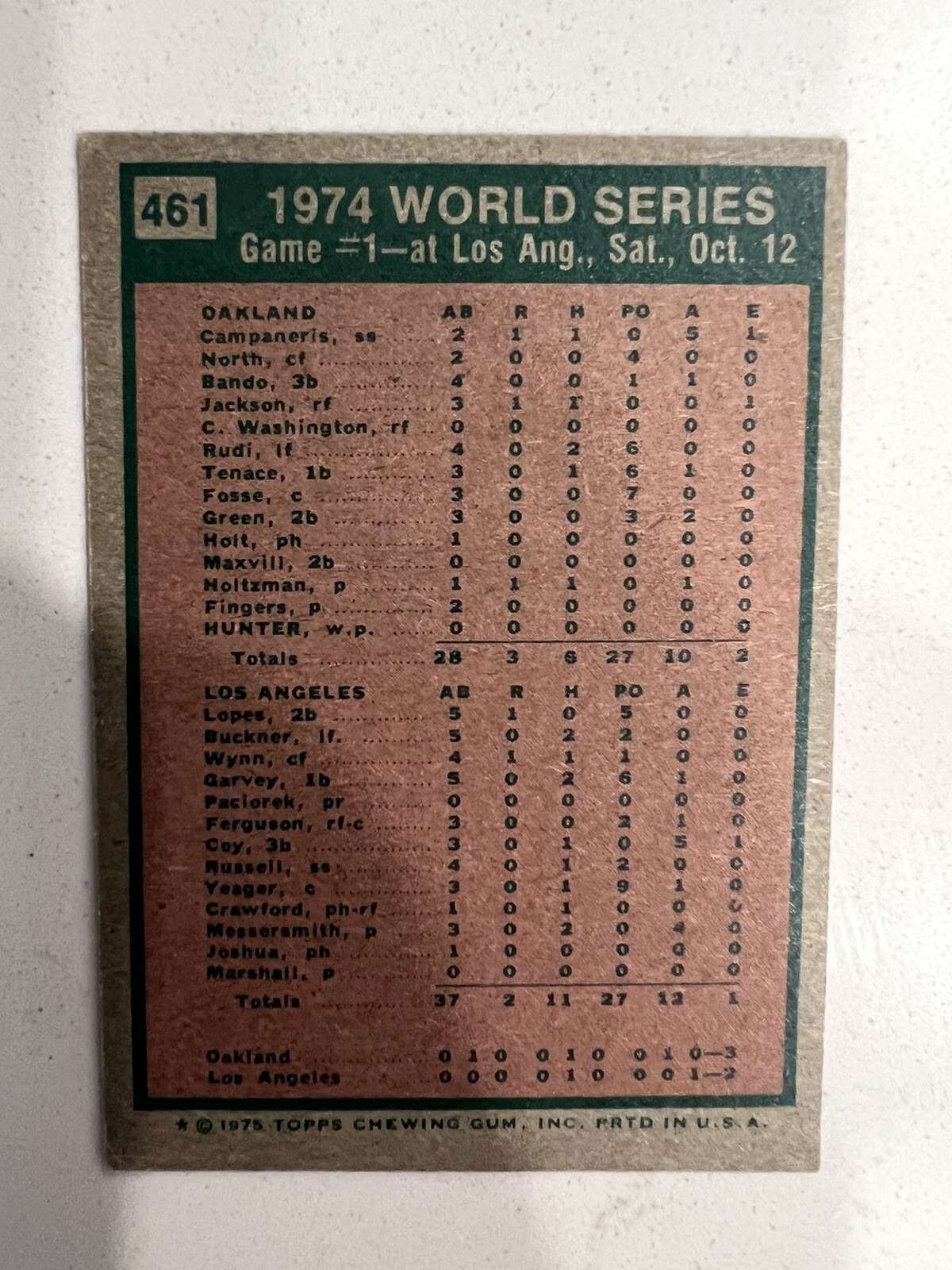 1975 Topps – World Series – 1974 Minis #461 Reggie Jackson