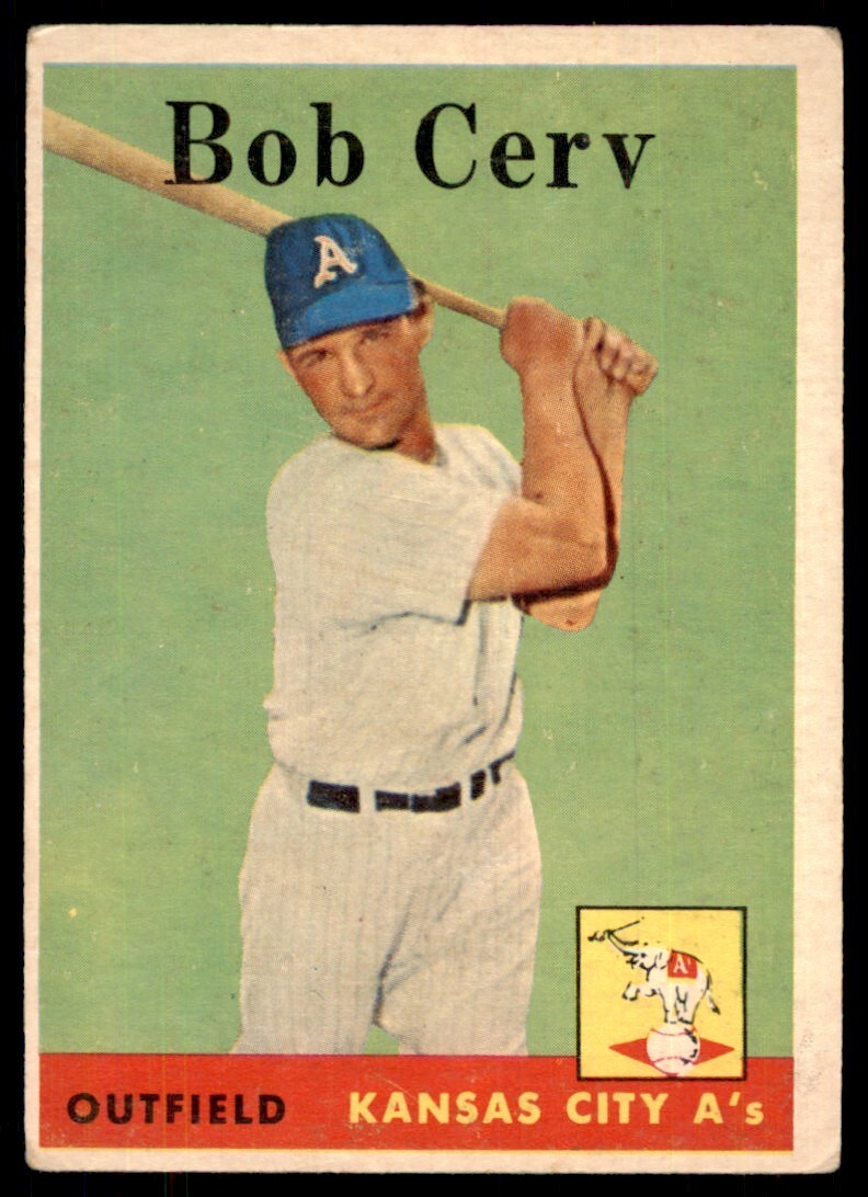 1958 Topps Baseball Cards Bob Cerv Kansas City Athletics #329
