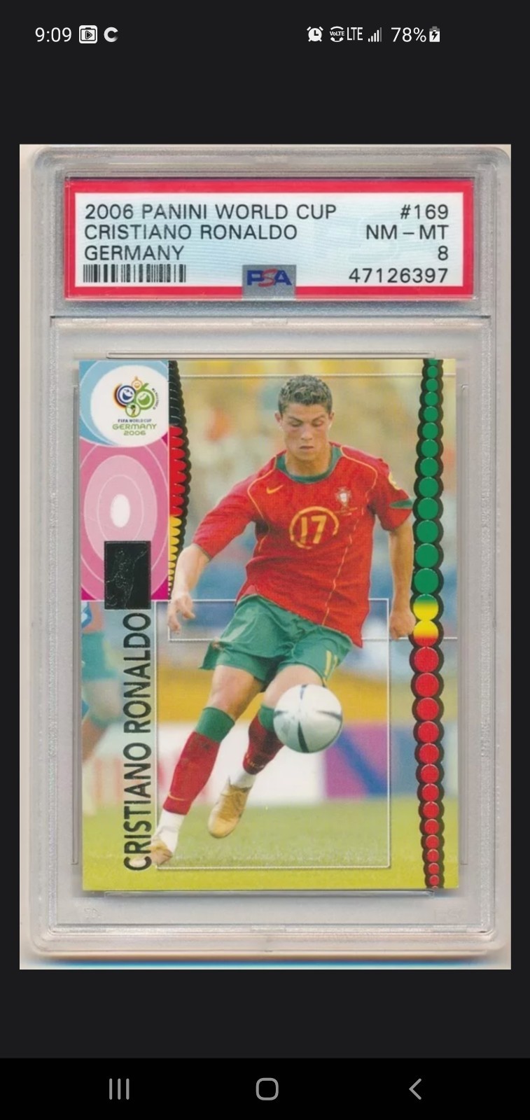 2006 Panini World Cup Germany Cristiano Ronaldo #169 PSA 8 MINT ROOKIE RC