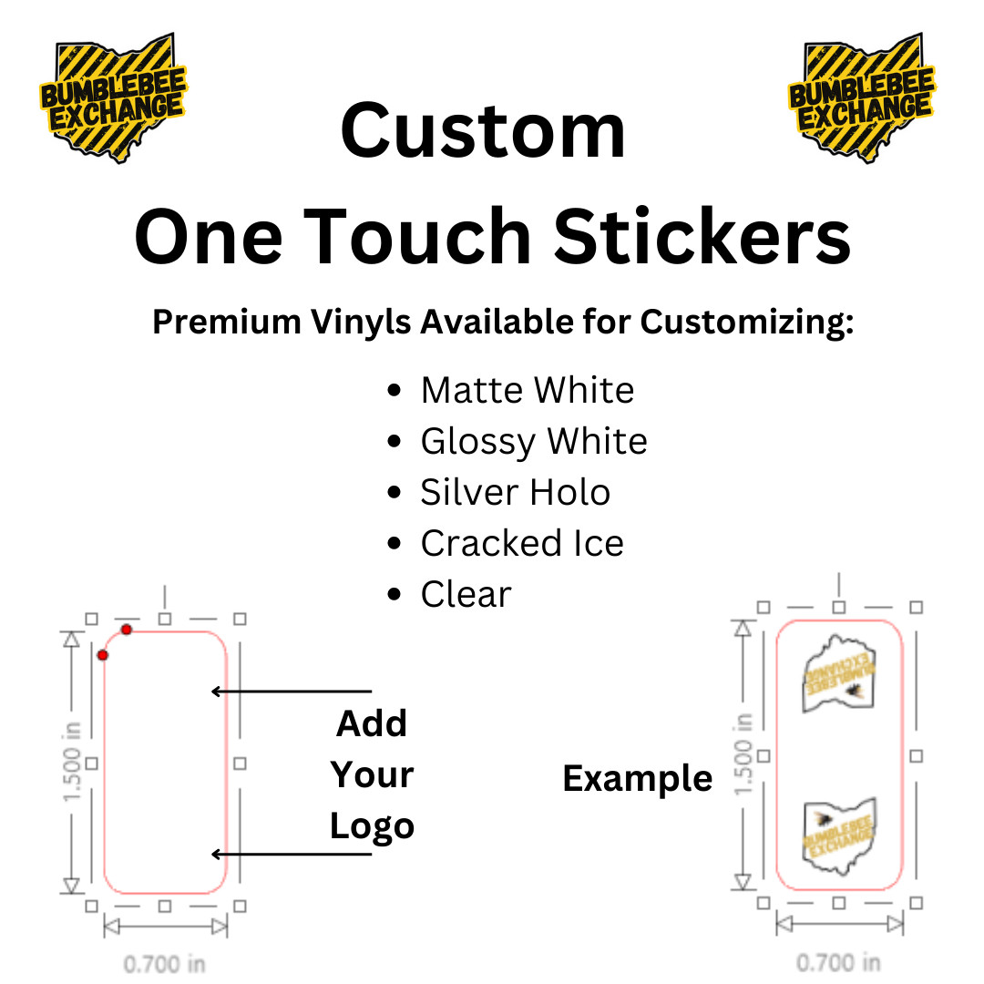 Custom One Touch Stickers – 40 Stickers (.7″ x 1.5″) Premium Vinyl – See Details