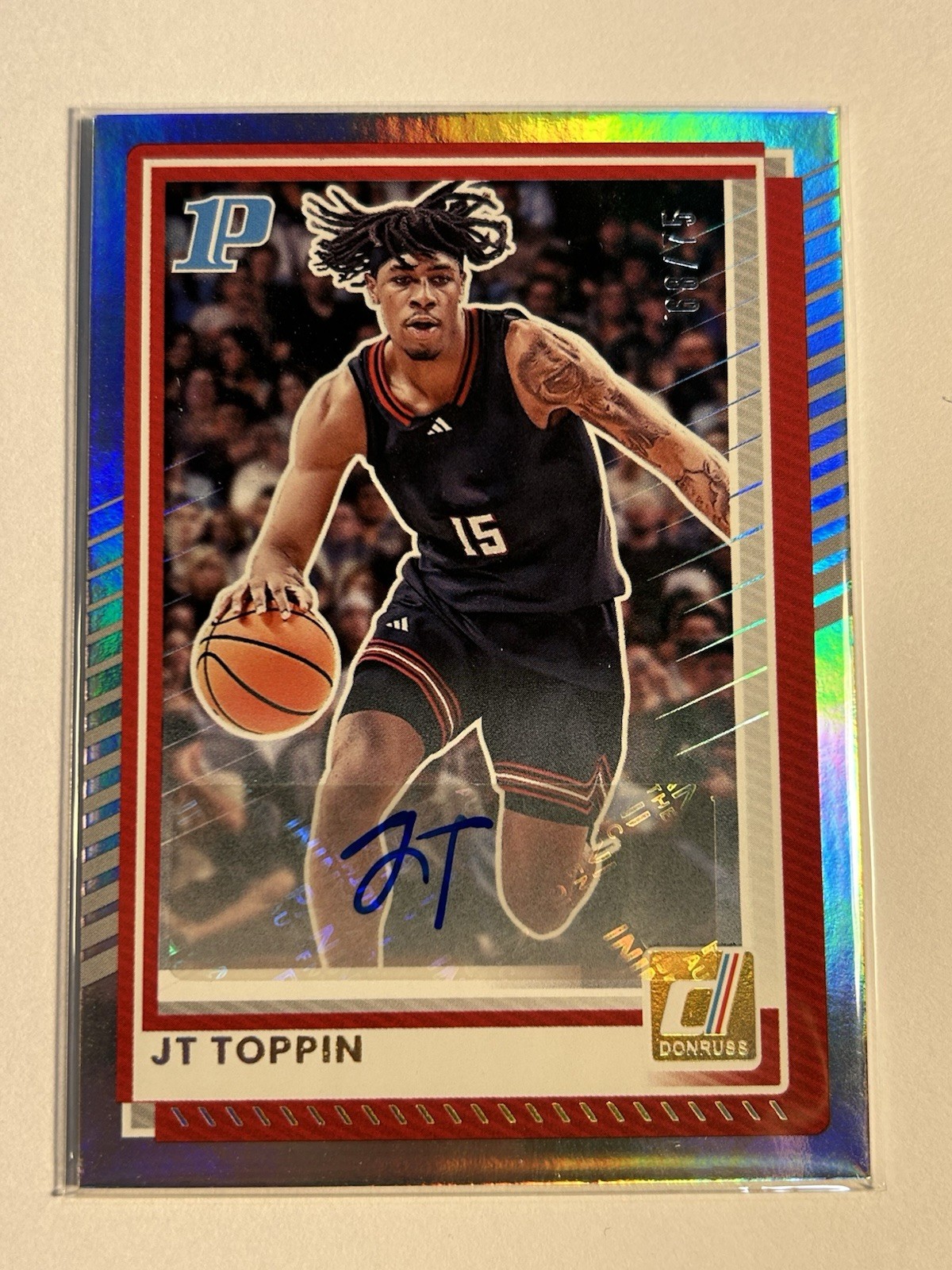 JT Toppin 2025-26 Panini Donruss Auto Holo Rookie RC Red Raiders /75