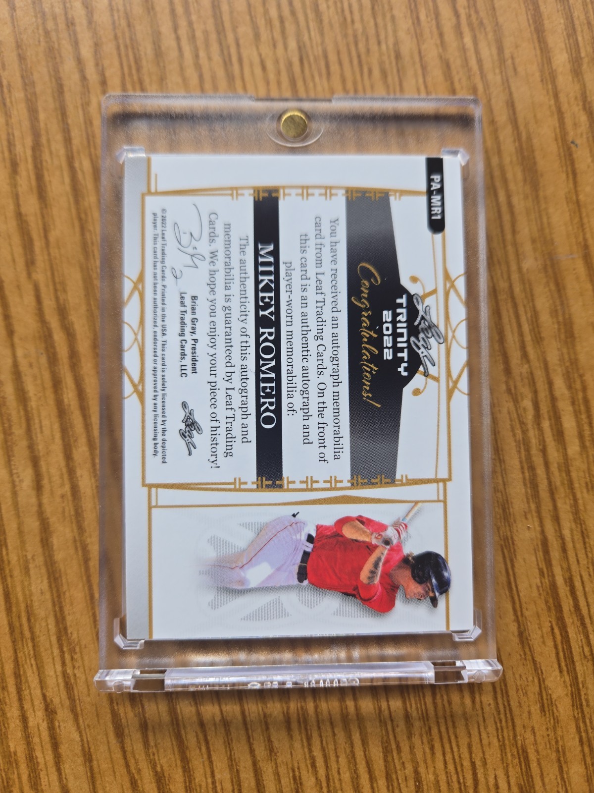 2022 Leaf Trinity – Patch Autographs Mikey Romero #PA-MR1 Silver Foil /99…
