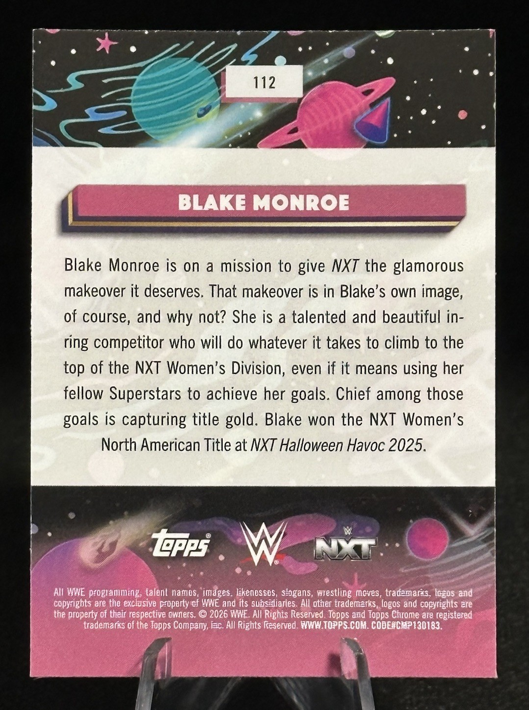 2026 Topps Cosmic Chrome WWE Blake Monroe Green Space Dust Refractor /75 #112
