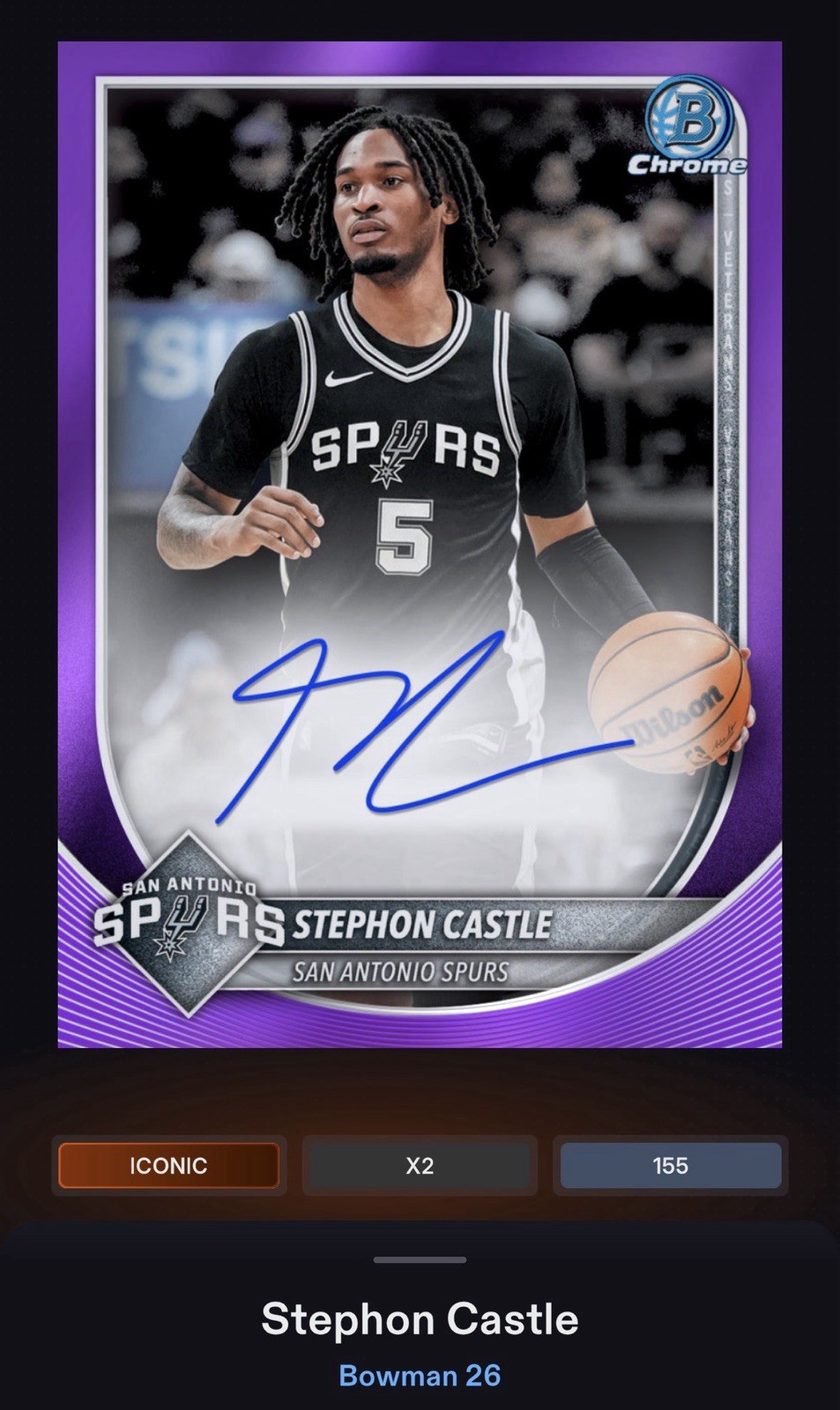 DIGITAL Topps NBA Collect – Bowman ‘26 – Iconic /250 – Stephon Castle