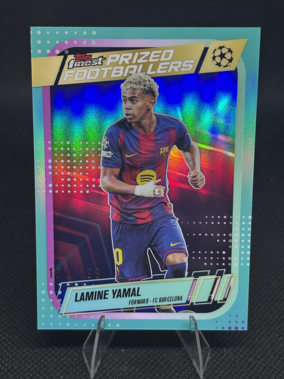 2025-26 Finest UCC #PF-17 Lamine Yamal Prized Footballers Aqua Refractor #/199