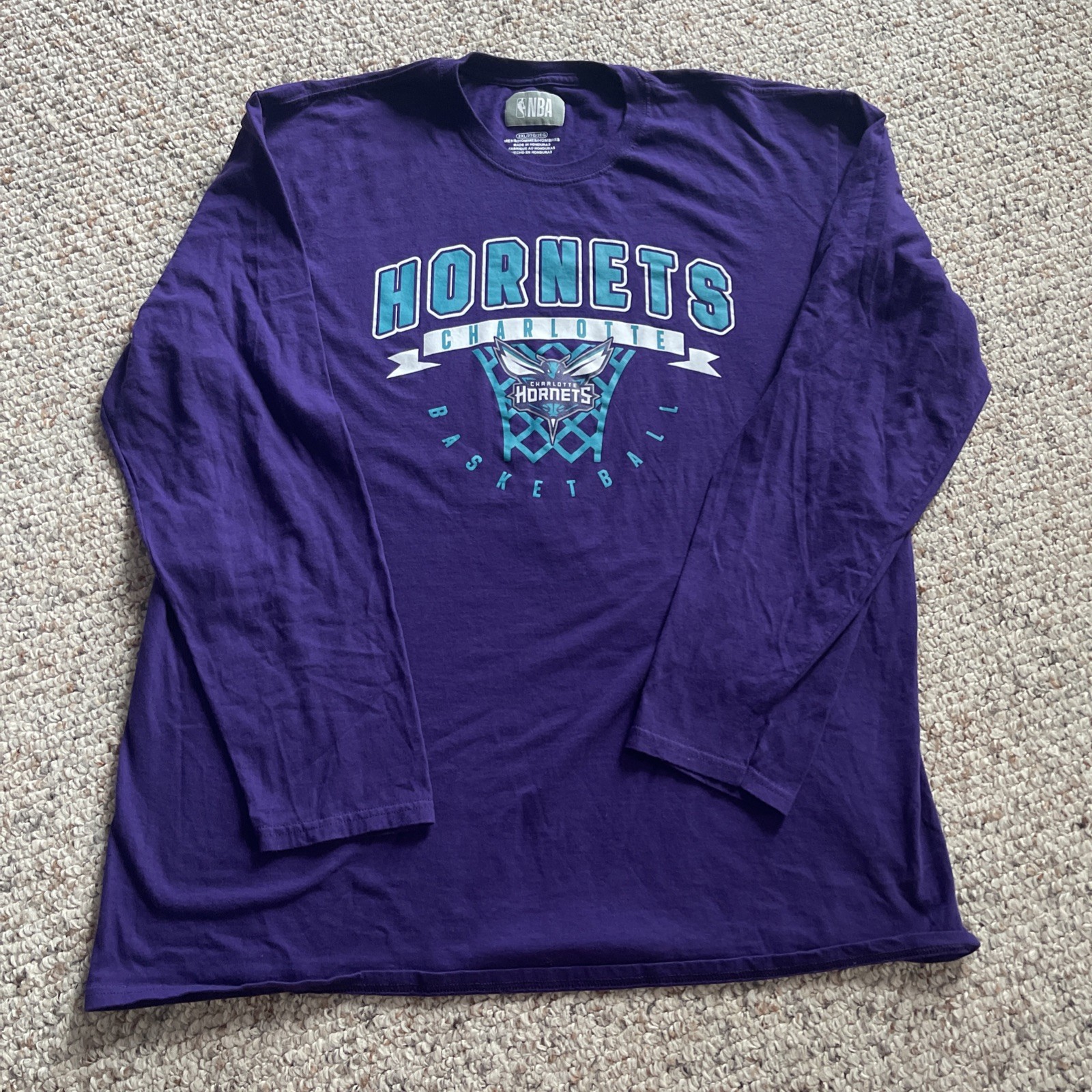 NBA Charlotte Hornets Basketball Long Sleeve Shirt Purple Size 2XL
