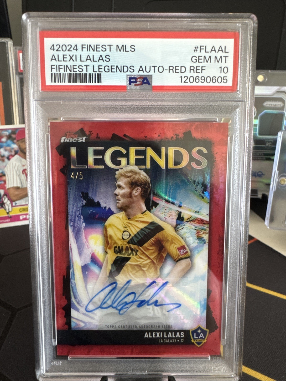 2024 Topps Finest MLS Alexi Lalas Red Refractor Auto /5 PSA 10 LA Galaxy