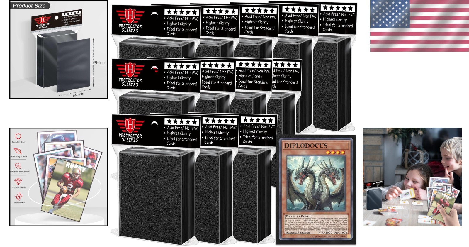 Durable 1200 Pcs Black Trading Card Sleeves – Optimal Storage & Protection