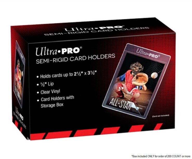 200ct Ultra Pro Semi Rigid Loose Card Holders 1/2″ lip Size 2