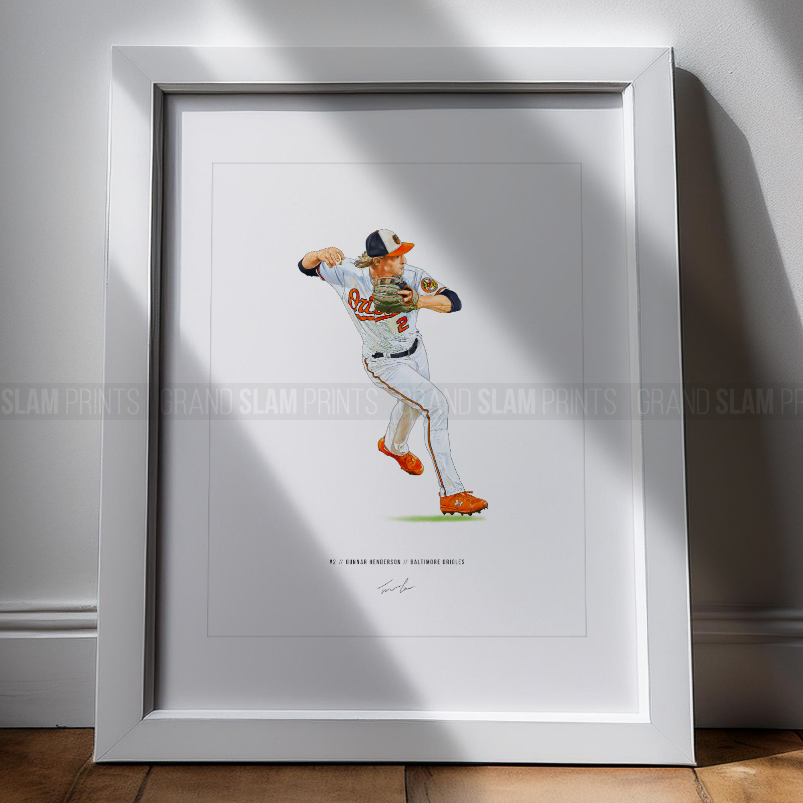 Gunnar Henderson Baltimore Orioles V1 Baseball 8×10 Print Poster Art Illustrated