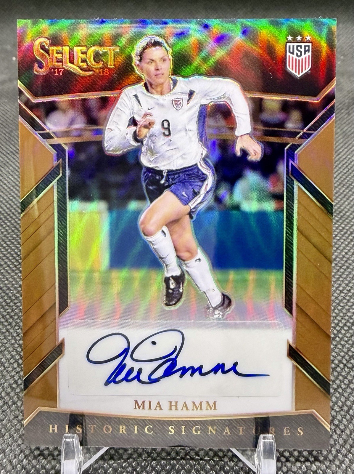 Mia Hamm 2017 Panini Select #HS-MIA Historic Signatures Copper Auto /49 USA