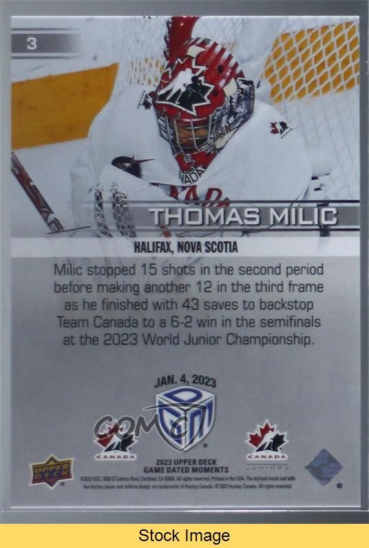 2023 Upper Deck All-Sports Game Dated Moments Thomas Milic #3 READ 0y2g