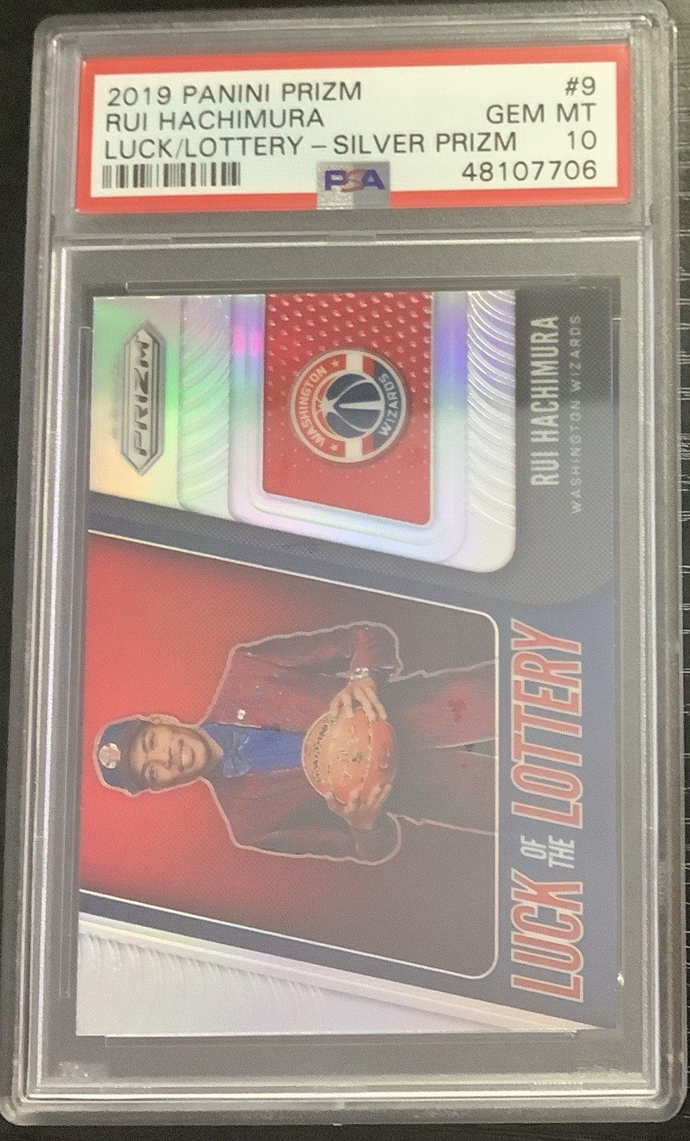 2019 PRIZM #9 RUI HACHIMURA LUCK OF THE LOTTERY SILVER RC ROOKIE PSA 10 Lakers