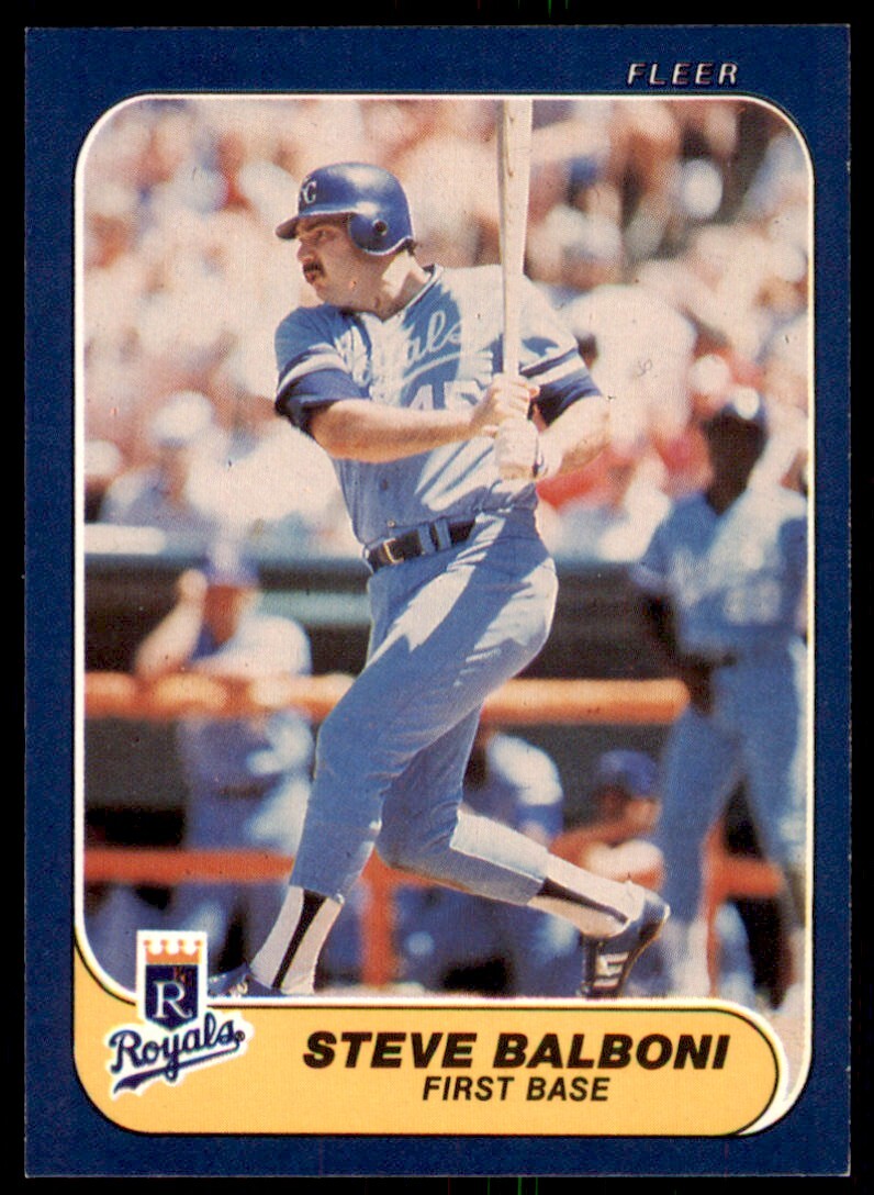 1986 Fleer Baseball Steve Balboni . Kansas City Royals #1