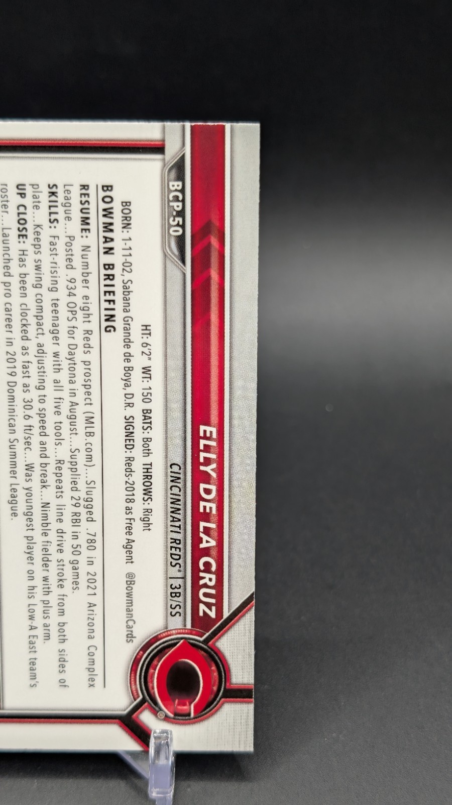 2022 Bowman Chrome 1st Bowman Elly de La Cruz #BCP-50 – Mojo Refractor – Reds