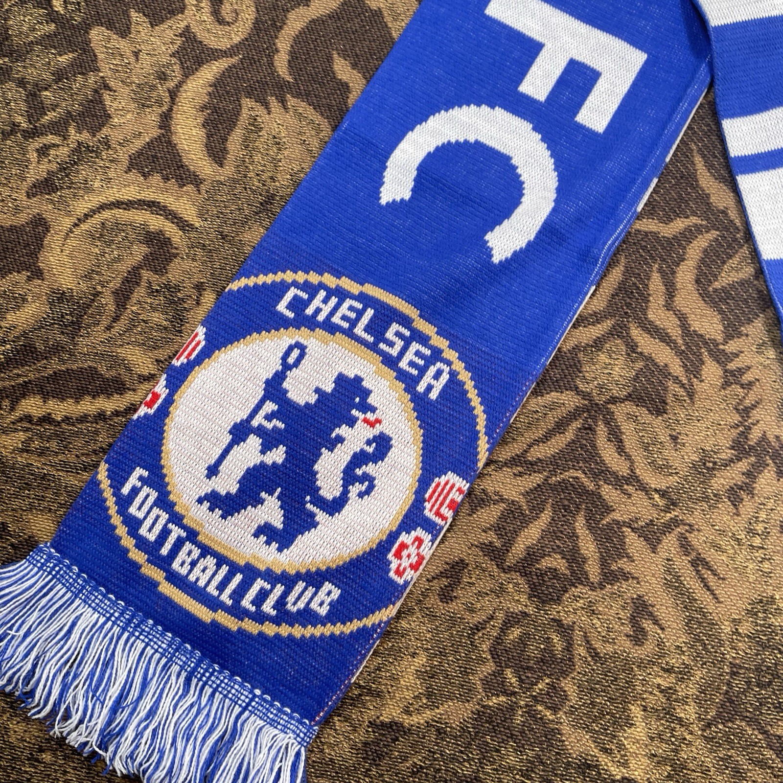 Chelsea FC Soccer Football Scarf Licensed New Blue White Striped