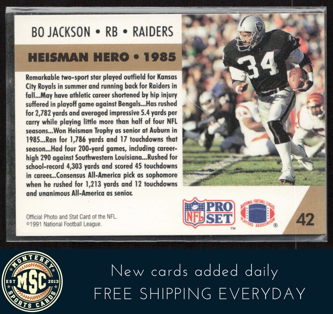 Bo Jackson 1991 Pro Set #42 Auburn Tigers 2-Sport Legend NM-MT OR BETTER