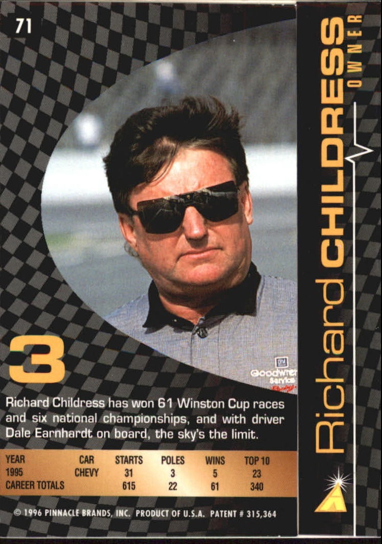 1996 Action Packed Credentials #71 Richard Childress OWN – RAC