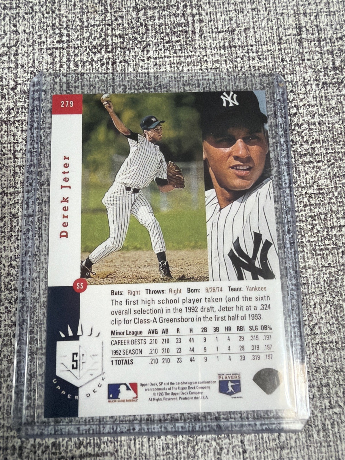 1993 Upper Deck SP – Premier Prospects Derek Jeter #279 (RC)